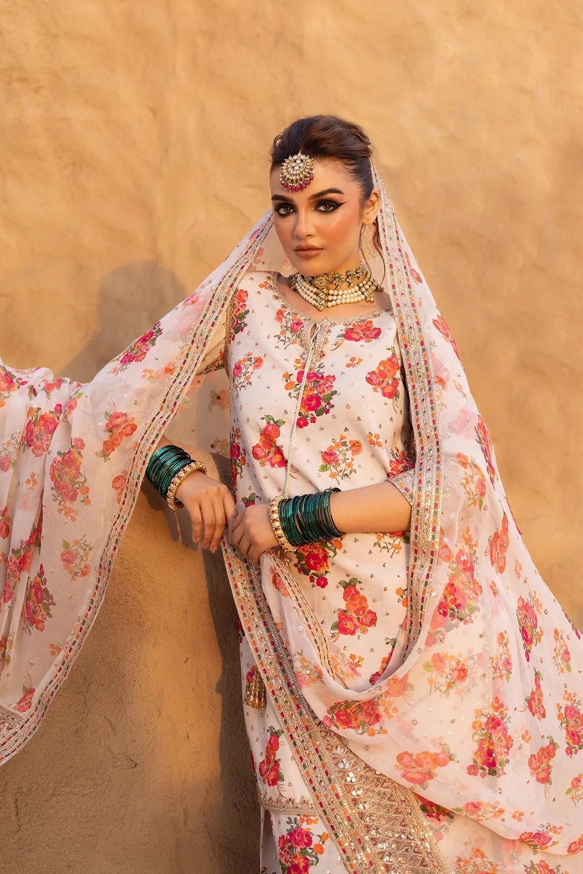 CHARIZMA-UNSTITCHED 3PC SHAMOZE SILK PRINTED EMB SUIT-PK-5826