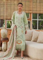 CRIMSON-UNSTITCHED 3PC LAWN CHIKAANKARI EMBROIDERED SUIT-PK-4748
