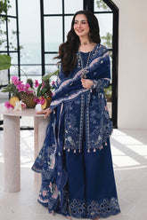 QALAMQAR-UNSTITCHED 3PC LAWN CHIKAN HEAVY EMBROIDERED SUIT-PK-4759