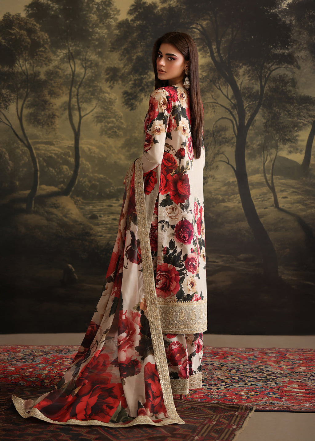 ZAINAB CHOTANI- UNSTITCHED 3PC SHAMOZ SILK PRINT EMBROIDERED SUIT-1706