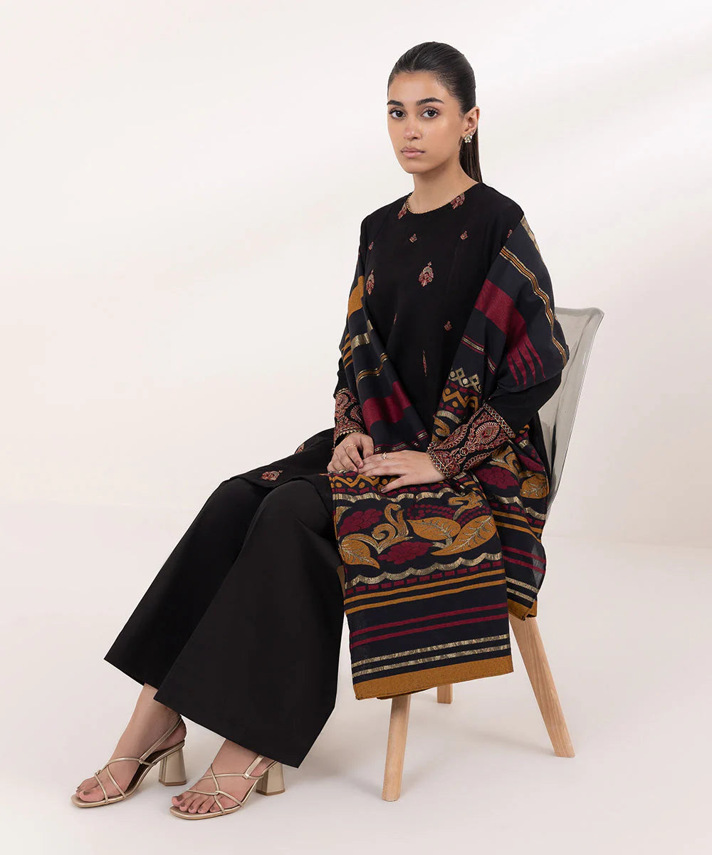 SAPPHIRE-UNSTITCHED 3PC DHANAK EMBROIDERED SUIT-PK-3589