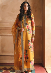 ZAINAB CHOTANI-UNSTITCHED 3PC SHAMOZE SILK PRINTED EMBROIDERED SUIT-PK-1726
