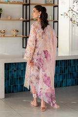 BAROUQE-3PC LAWN SCHIFFLI EMBROIDERED PRINTED SHIRT WITH SILK PRINT DUPATTA AND PRINT TROUSER-PK-1210
