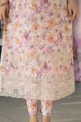 BAROUQE-3PC LAWN SCHIFFLI EMBROIDERED PRINTED SHIRT WITH SILK PRINT DUPATTA AND PRINT TROUSER-PK-1210
