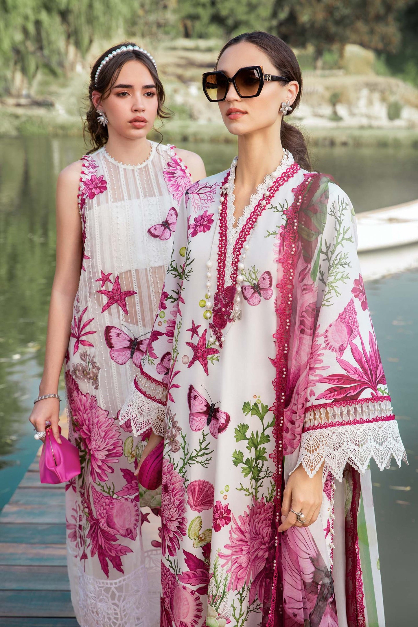 MARIA.B-3PC LAWN EMBROIDERED PRINTED SHIRT WITH CHIFFON PRINT DUPATTA AND PRINT TROUSER-PK-5654