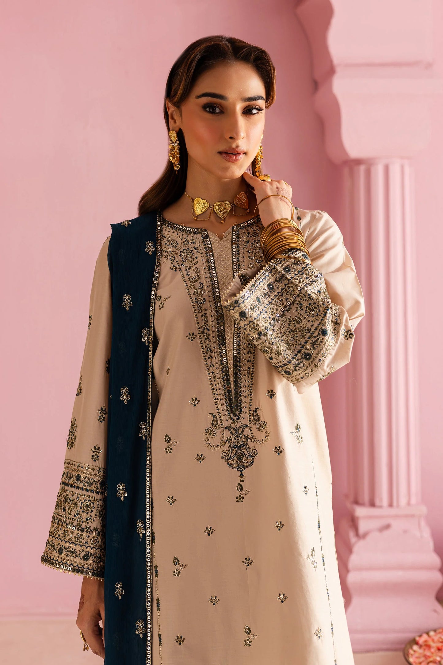 BATIK-UNSTITCHED 3PC DHANAK HEAVY EMBROIDERED SUIT-PK-5814