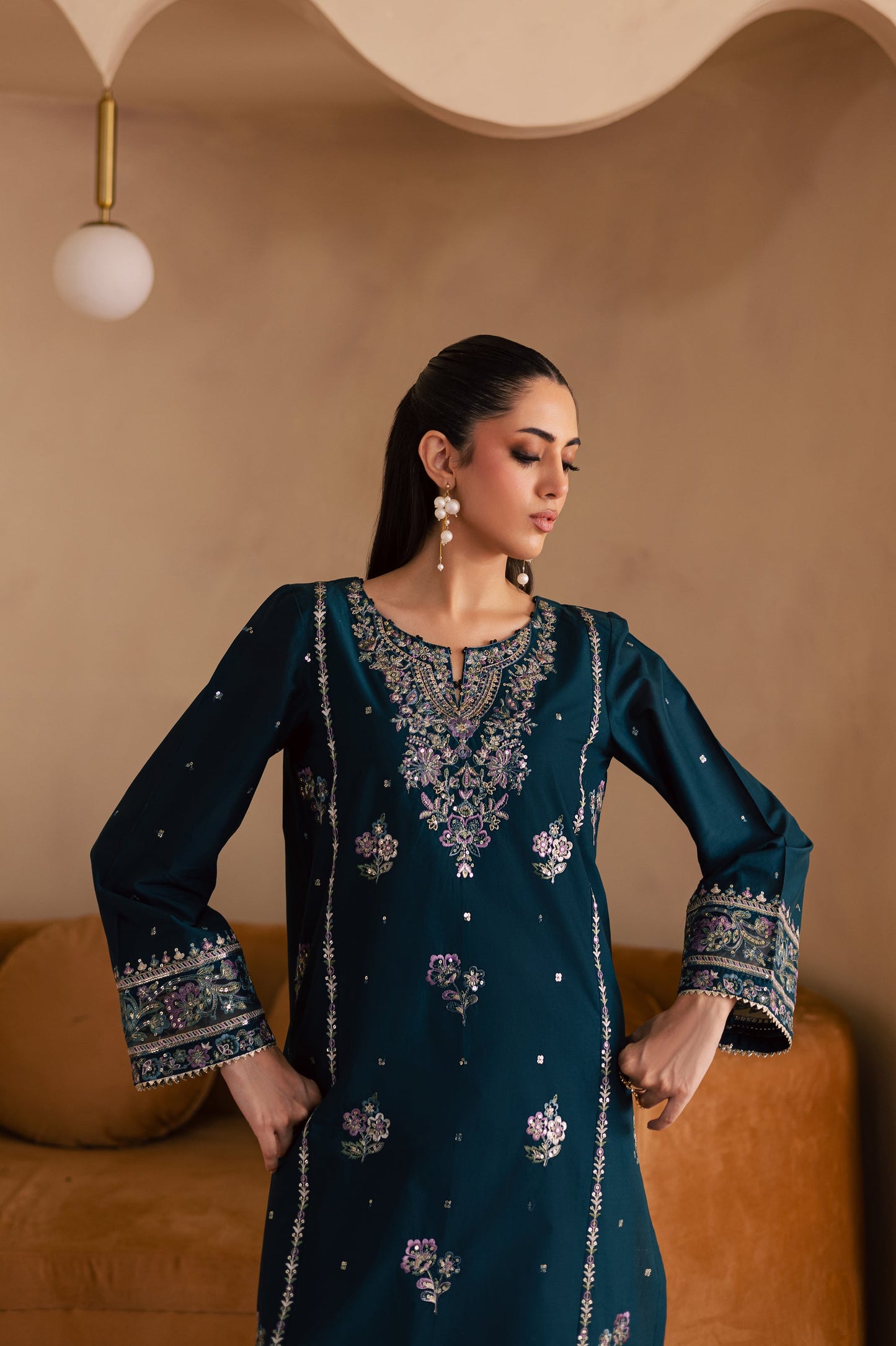 BATIK-UNSTITCHED 2PC DHANAK SEQUIN EMBROIDERED SUIT-PK-109