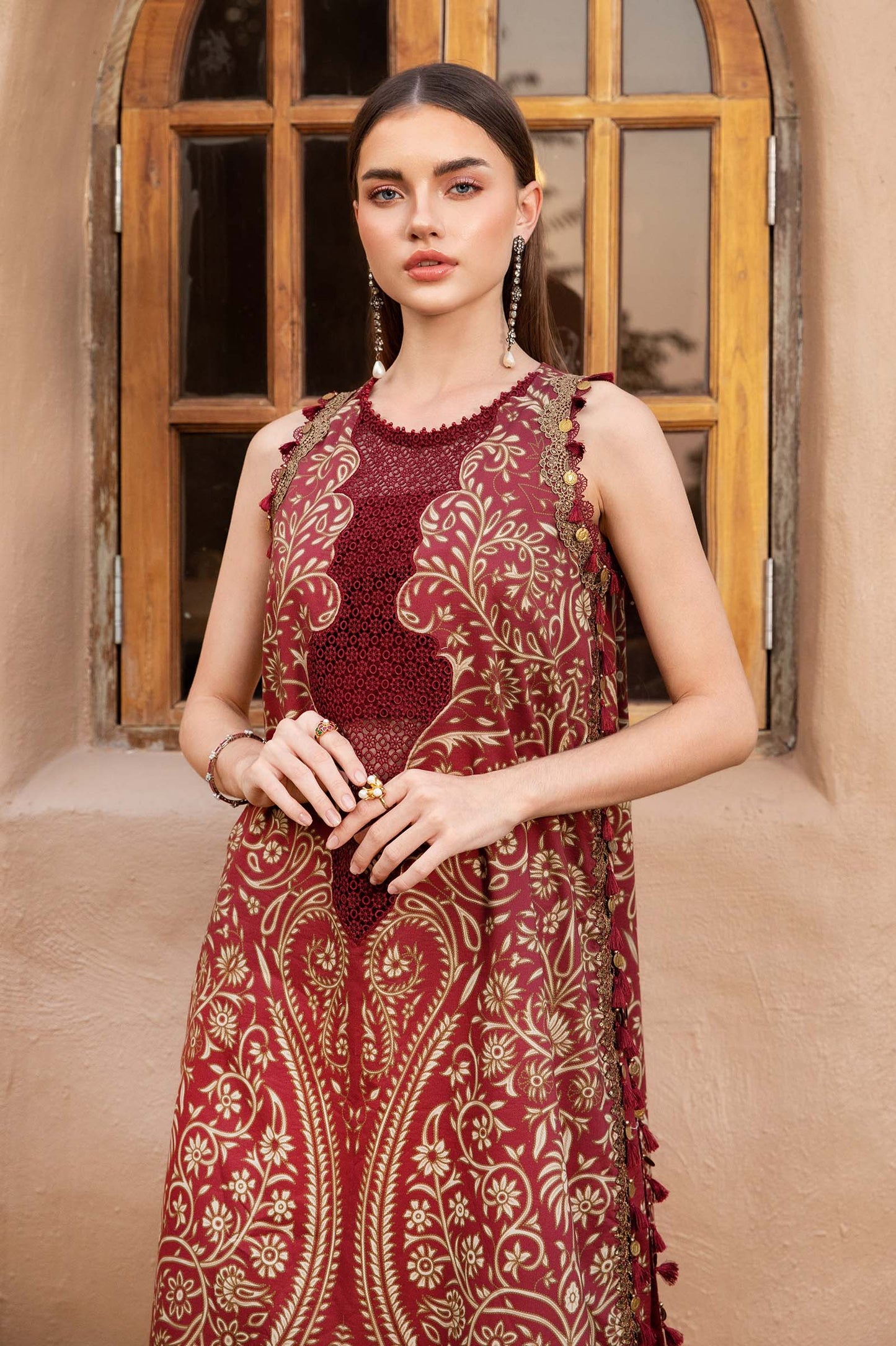 MARIA.B-3PC LAWN EMBROIDERED PRINTED SHIRT WITH CHIFFON PRINT DUPATTA AND PRINT TROUSER-PK-5661