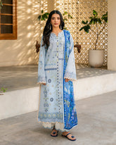 QALAMQAR-UNSTITCHED 3PC LAWN EMBROIDERED SUIT-PK-4717
