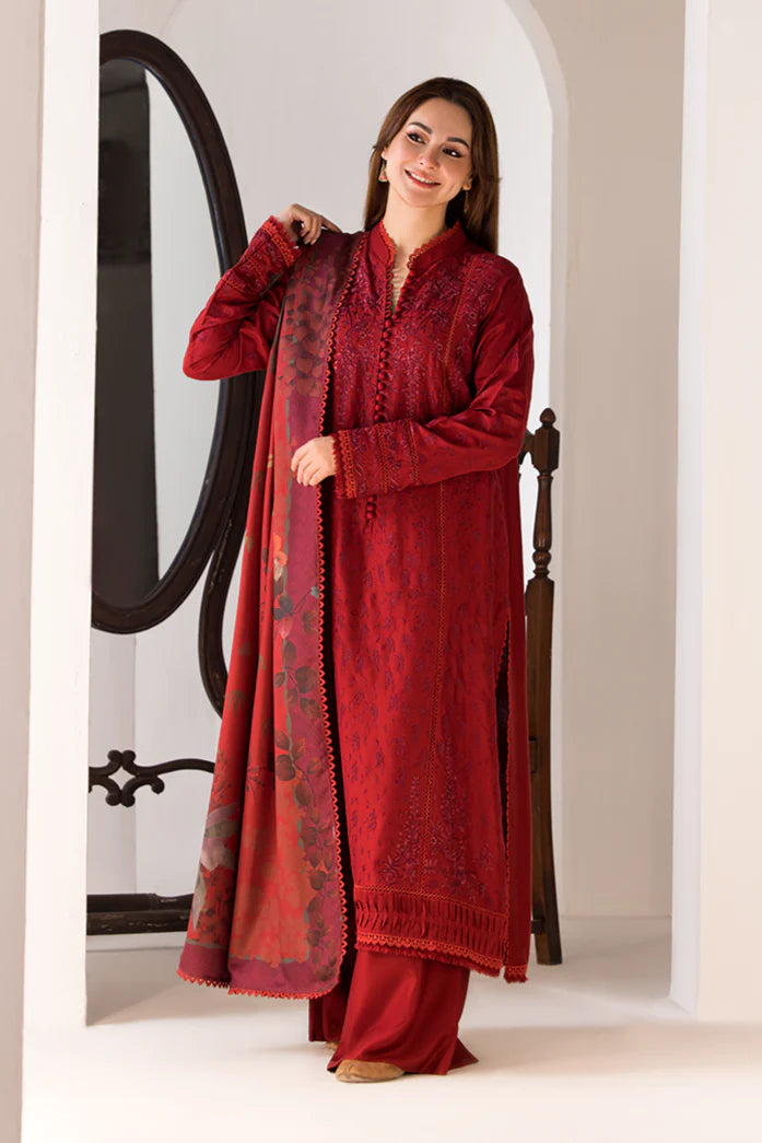 SOBIA NAZIR - 3PC DHANAK EMBROIDERED SHIRT WITH TWILL PRINTED SHAWL AND TROUSER-PK-5537