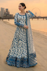 FAIZA SAQLAIN-UNSTITCHED FROCK 3PC LAWN EMBROIDERED SUIT-PK-4847