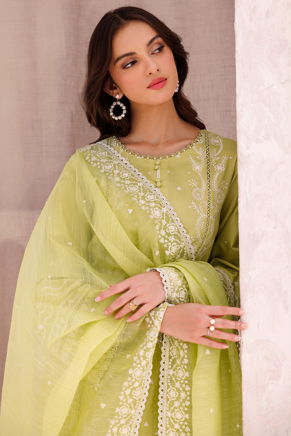 SAPPHIRE-3PC LAWN EMBROIDERED SHIRT WITH ORGANZA EMBROIDERED DUPATTA AND LAWN TROUSER-PK-5615