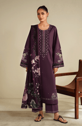 SERAN-UNSTITCHED 3PC DHANAK EMBROIDERED SUIT-PK-4317