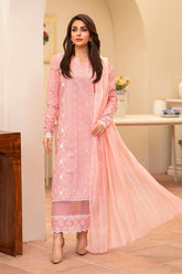 MIRAKHI-3PC LAWN CHIKENKARI EMBROIDERED SHIRT WITH LAWN TUBE SLUB DUPATTA-PK-5667