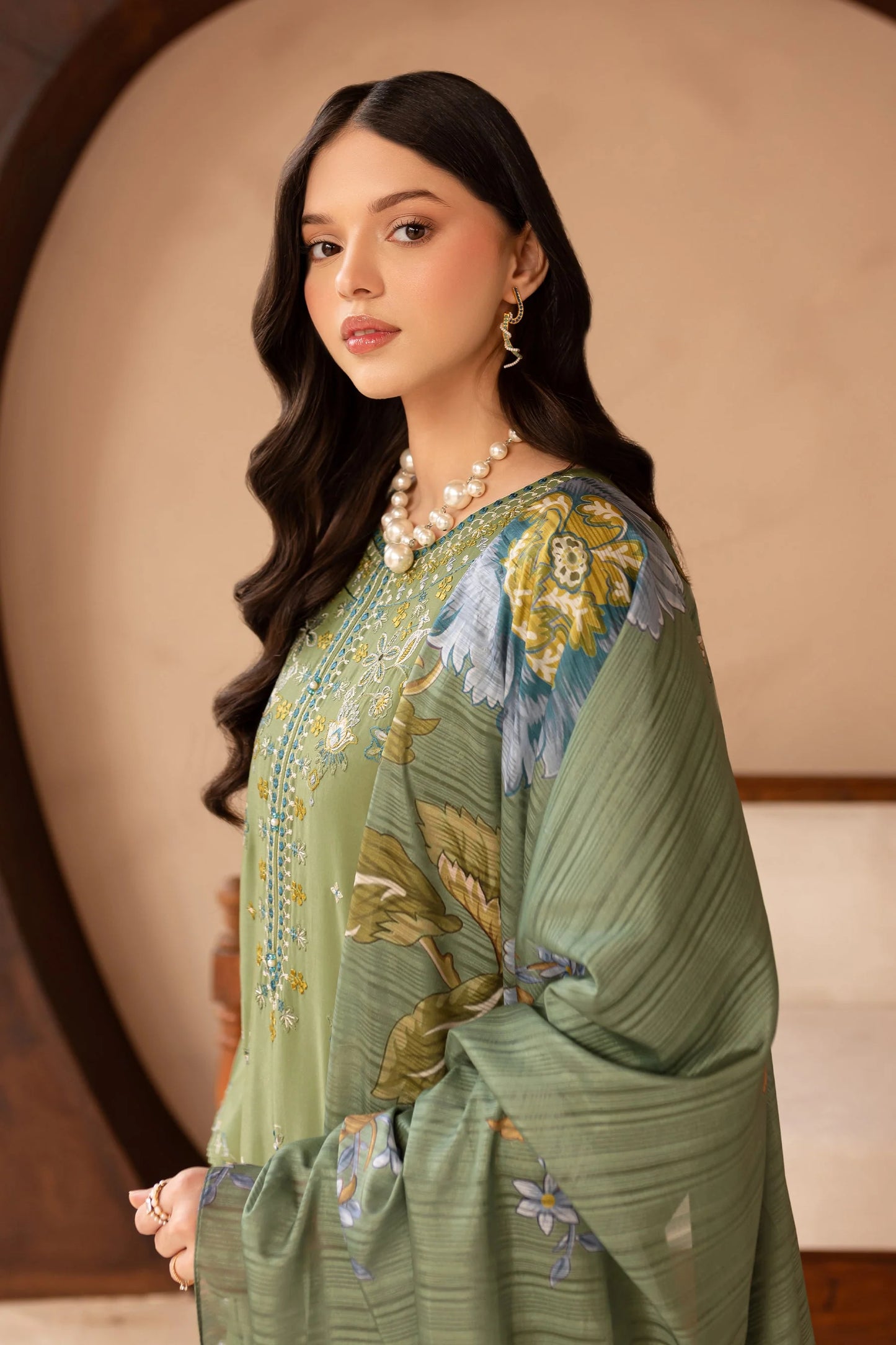 BATIK-3PC LAWN EMBROIDERED SHIRT WITH MONARK PRINT DUPATTA AND EMB TROUSER-PK-5630
