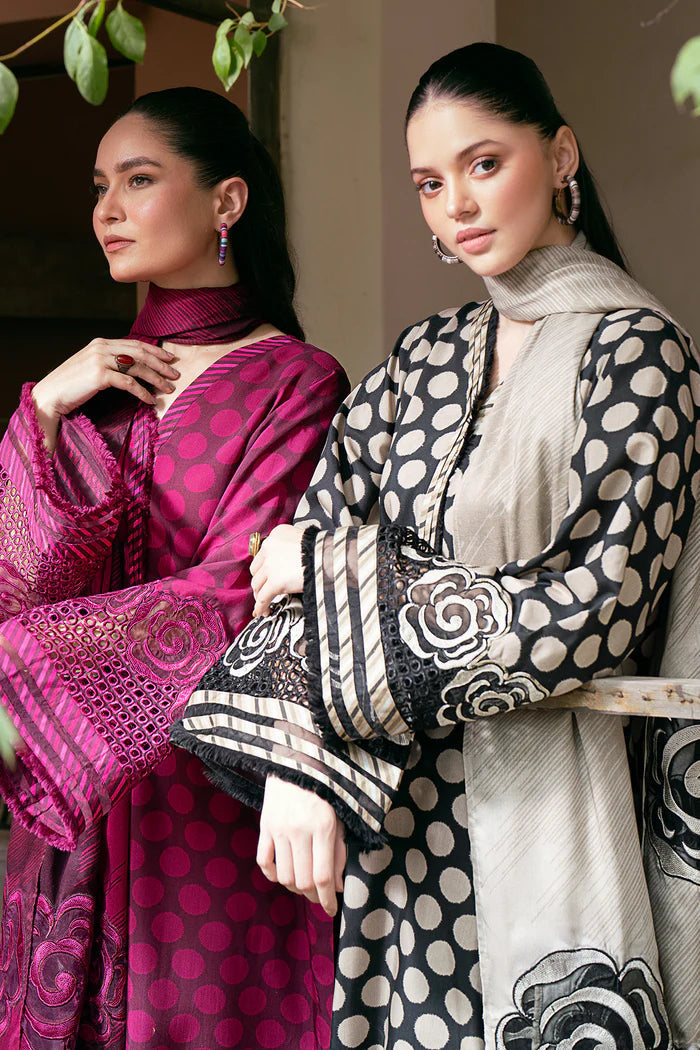 BAROUQE-3PC LAWN PRINTED SHIRT WITH CHIFFON EMBROIDERED PRINT DUPATTA & PRINT TROUSER-PK-5622