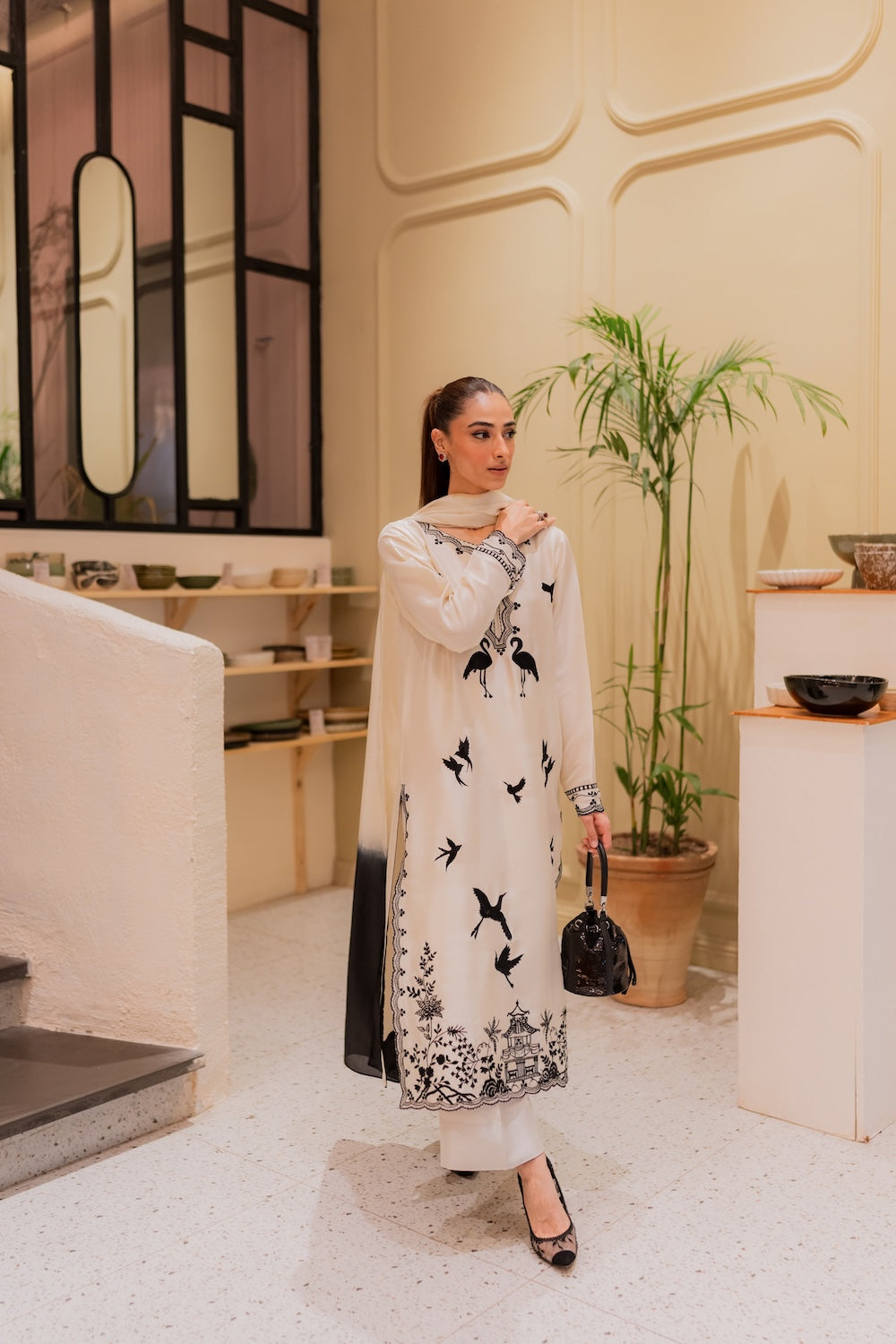 MIRANA-UNSTITCHED 3PC DHANAK EMBROIDERED SUIT-PK-5820