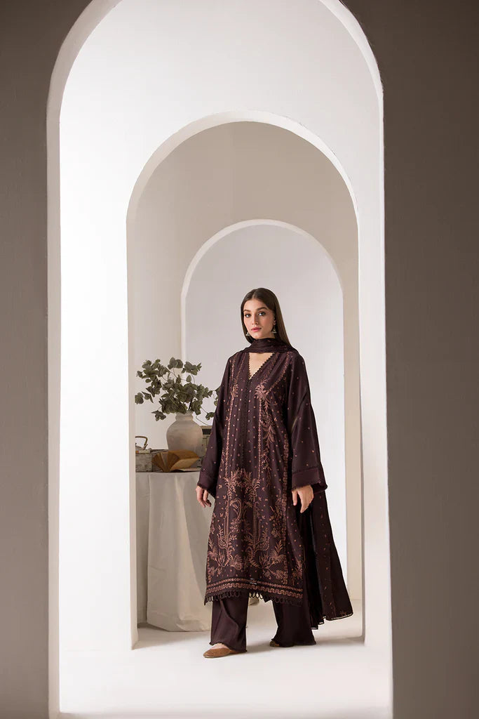 SOBIA NAZIR - 3PC DHANAK EMBROIDERED SHIRT WITH DHANAK EMBROIDERED SHAWL AND TROUSER-PK-5536