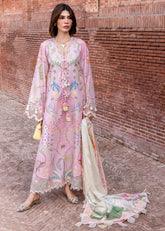 CRIMSON-UNSTITCHED 3PC LAWN PRINTED EMB SUIT-PK-