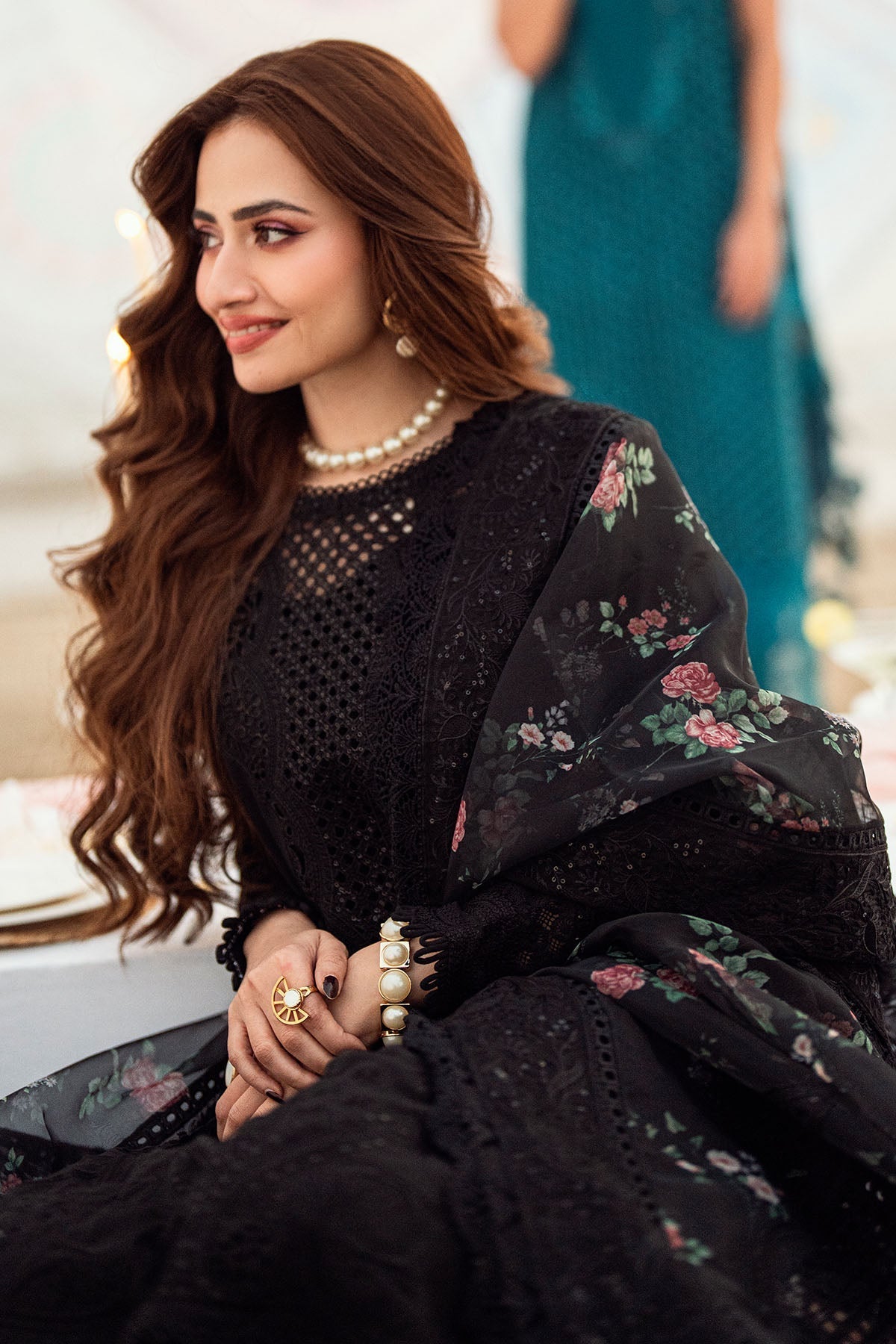 NUREH-UNSTITCHED 3PC DHANAK LASER WORK EMBROIDERED SUIT-PK-3667
