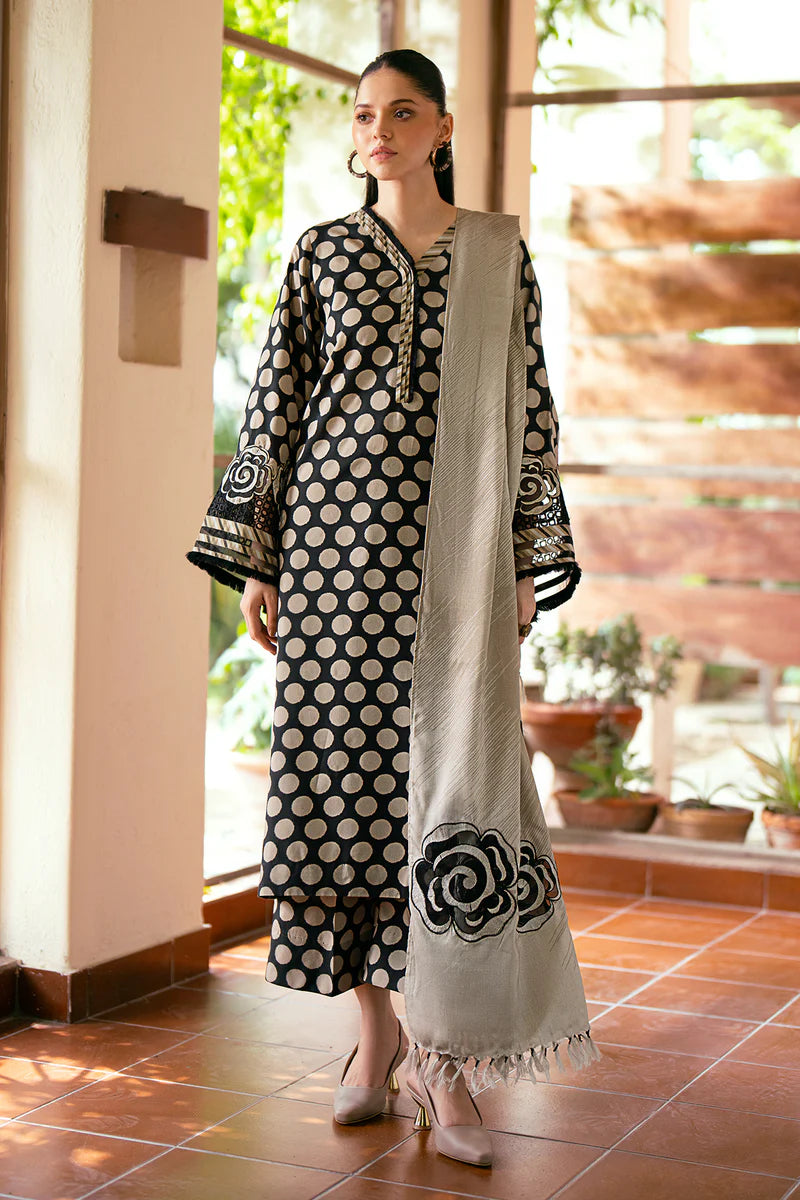BAROUQE-3PC LAWN PRINTED SHIRT WITH CHIFFON EMBROIDERED PRINT DUPATTA & PRINT TROUSER-PK-5622