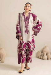 ADAN LIBAS-UNSTITCHED 3PC KHADDAR PRINTED EMB SUIT-PK-2557