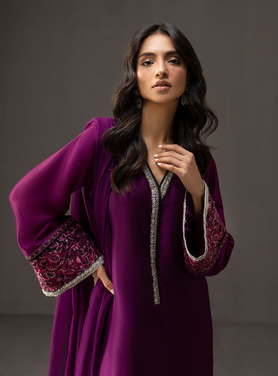 ZAINAB CHOTANI-3PC SHAMOZ SILK PRINT EMBROIDERED SUIT-PK-1710