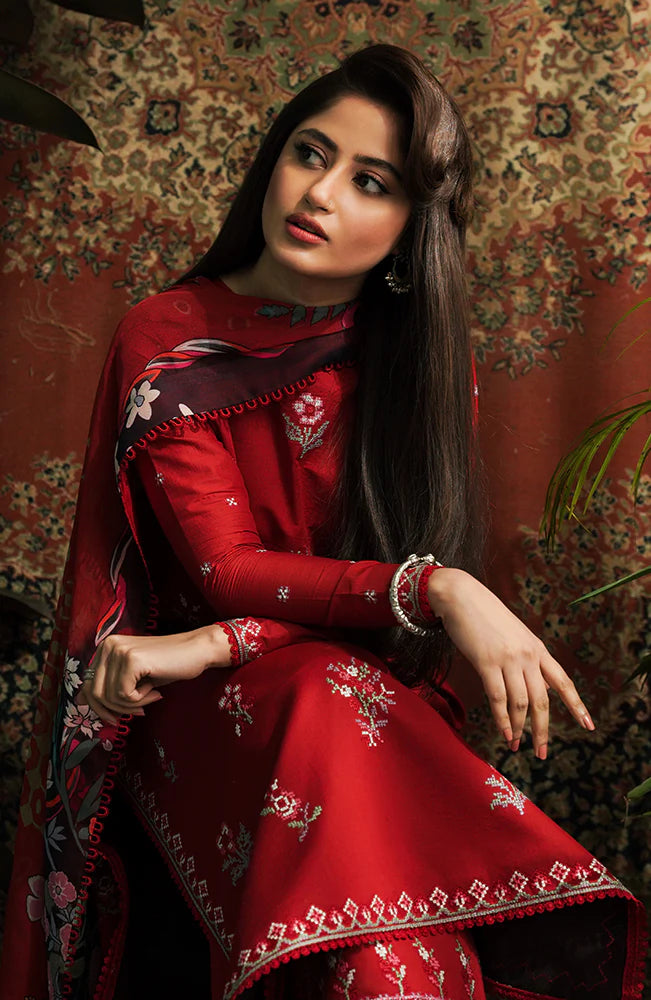SERAN-3PC LAWN EMBROIDERED SHIRT WITH DIGITAL PRINT DUPATTA & EMB TROUSER-PK-2747