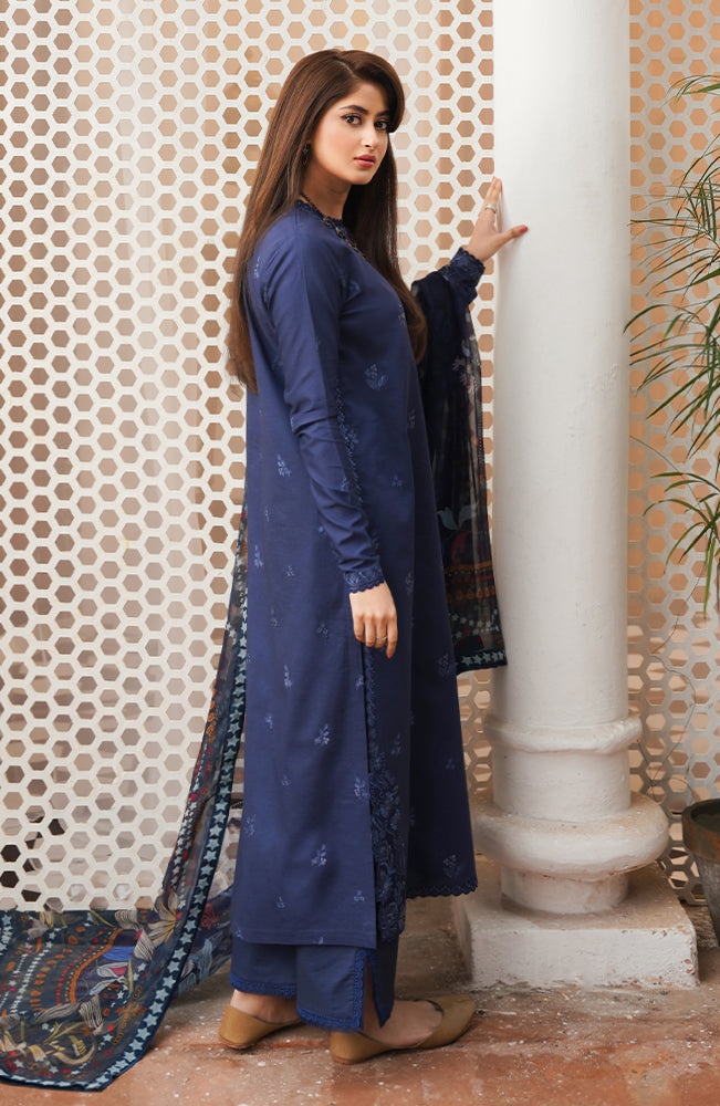 SERAN-UNSTITCHED 3PC DHANAK EMBROIDERED SUIT-PK-3511
