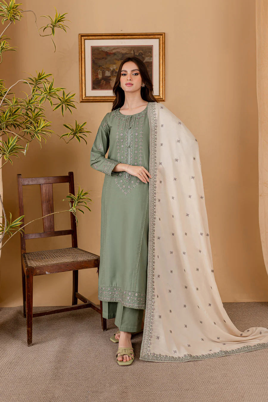 BATIK-UNSTITCHED 3PC DHANAK EMBROIDERED SUIT-PK-5760