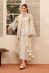 BAROQUE-UNSTITCHED 3PC LAWN PRINTED EMB SUIT-PK-050