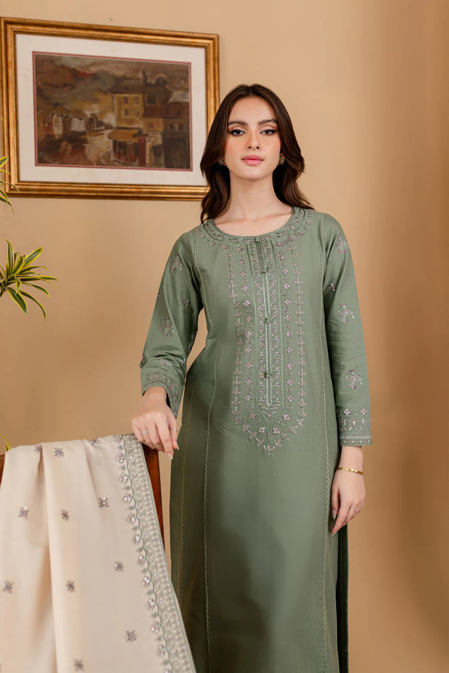 BATIK-UNSTITCHED 3PC DHANAK EMBROIDERED SUIT-PK-5760
