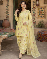 BAROQUE-UNSTITCHED 3PC DHANAK EMBROIDERED SUIT-PK-5258