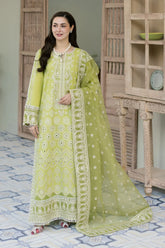 MARYAM & MARIA-3PC LAWN EMBROIDERED SHIRT WITH ORGANZA EMBROIDERED DUPATTA & TROUSER-PK-5677