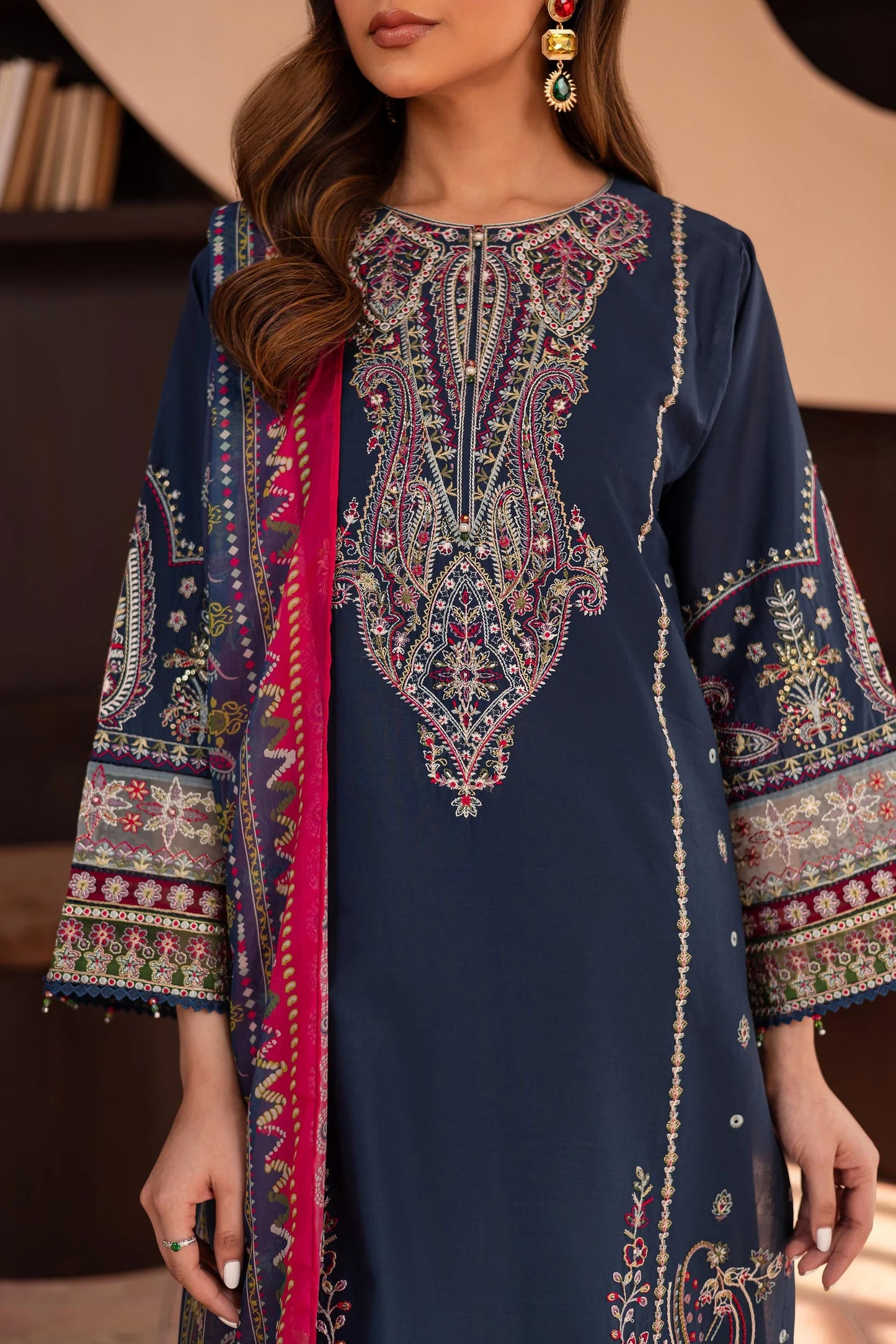 BATIK-UNSTITCHED 3PC DHANAK HEAVY EMBROIDERED SUIT-PK-5775