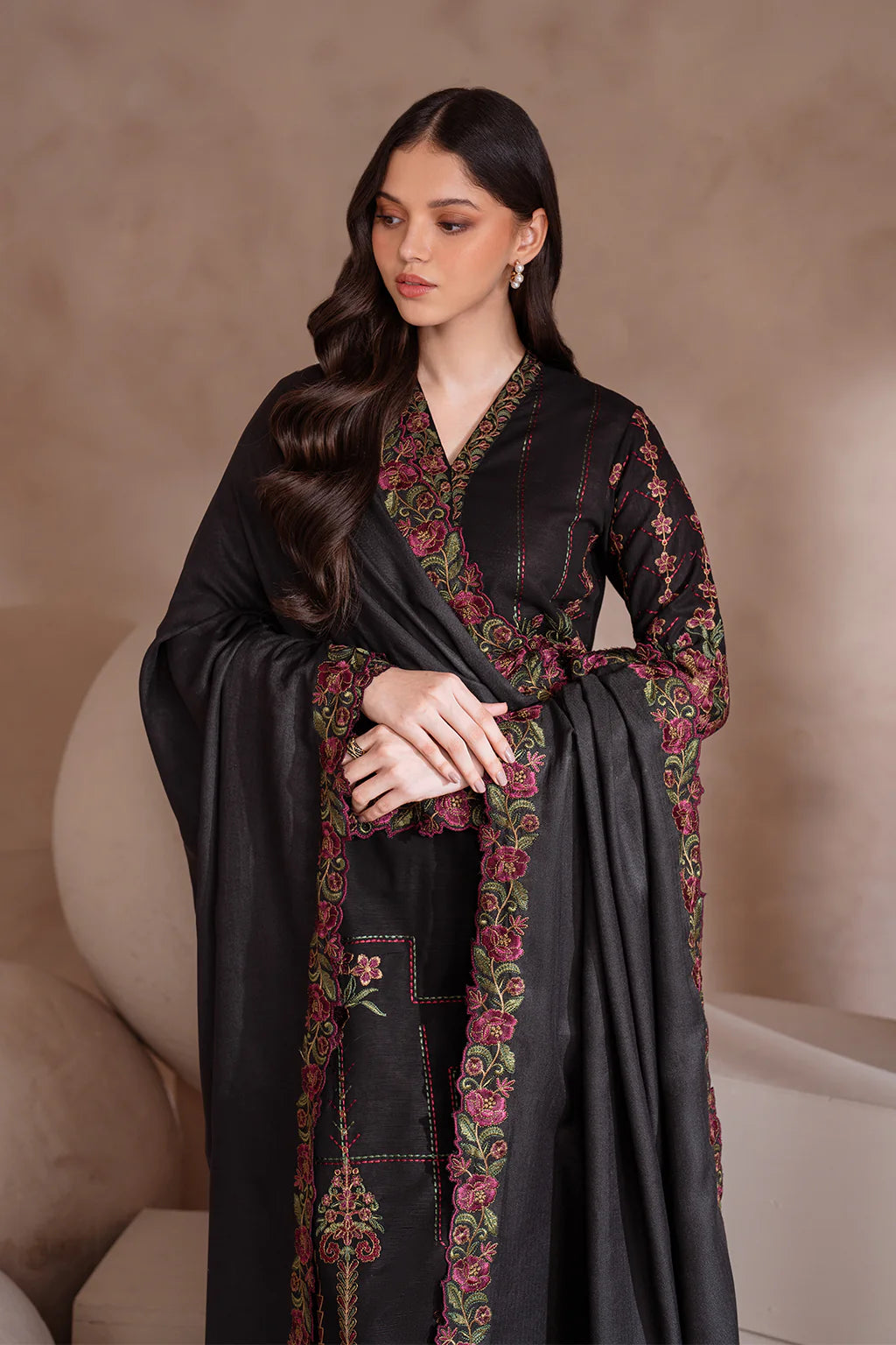 IZNIK-UNSTITCHED 3PC DHANAK EMBROIDERED SUIT-PK-3604