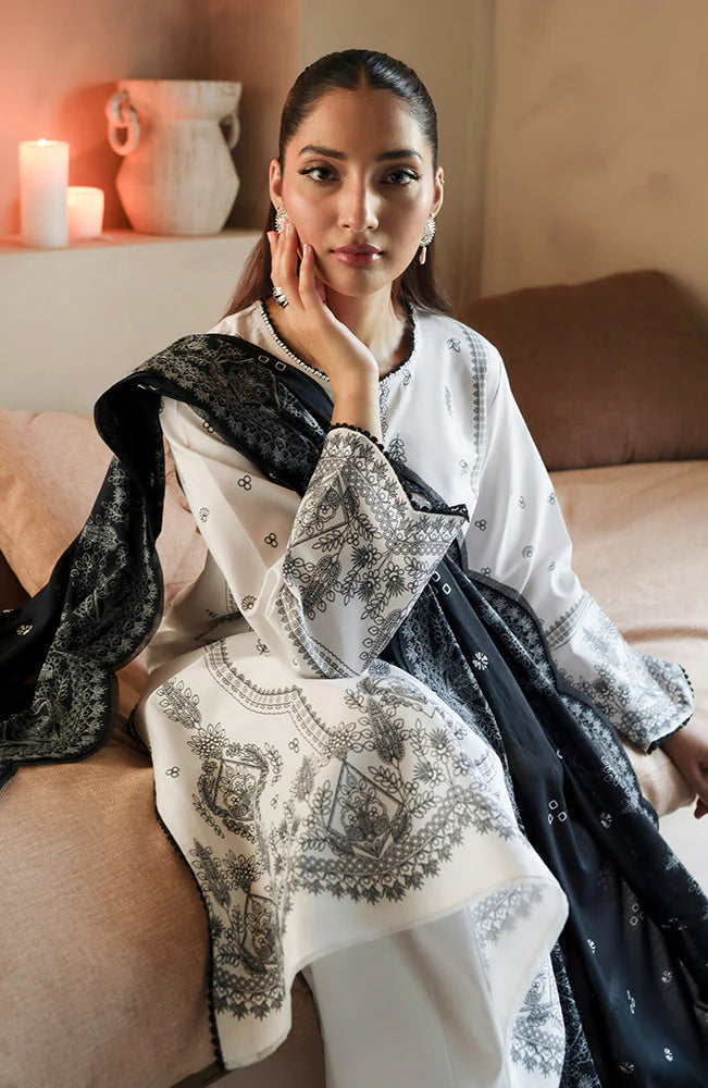 SERAN - 3PC DHANAK EMBROIDERED SHIRT WITH DHANAK EMBROIDERED SHIRT & TROUSER-PK-3163