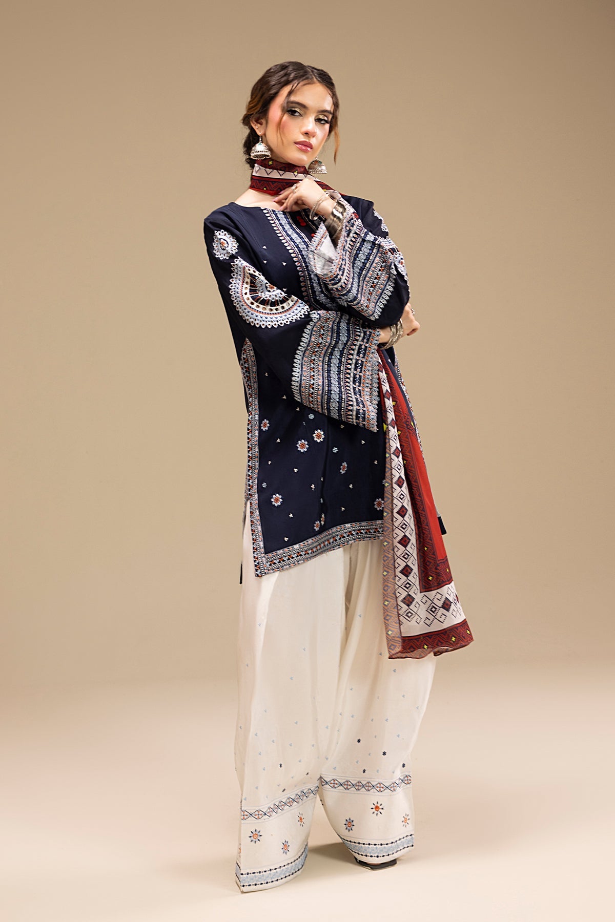 JAZMIN - UNSTITCHED 3PC DHANAK EMBROIDERED SUIT-PK-5730