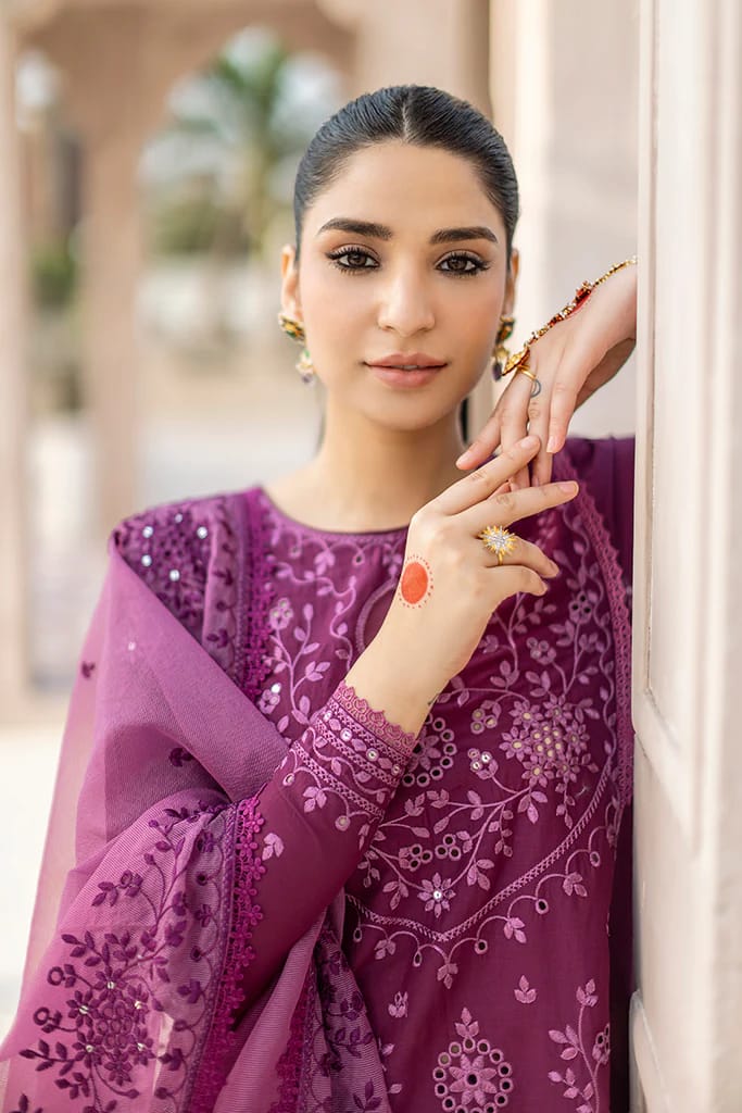 CROSS STITCH - UNSTITCHED 3PC DHANAK EMBROIDERED SUIT- PK-2626