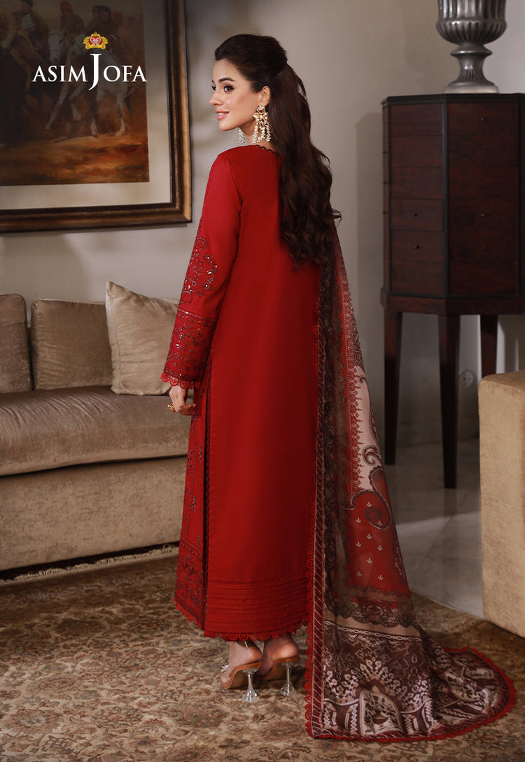 ASIM JOFA-UNSTITCHED 3PC DHANAK SEQUIN EMBROIDRED SUIT-PK-5801