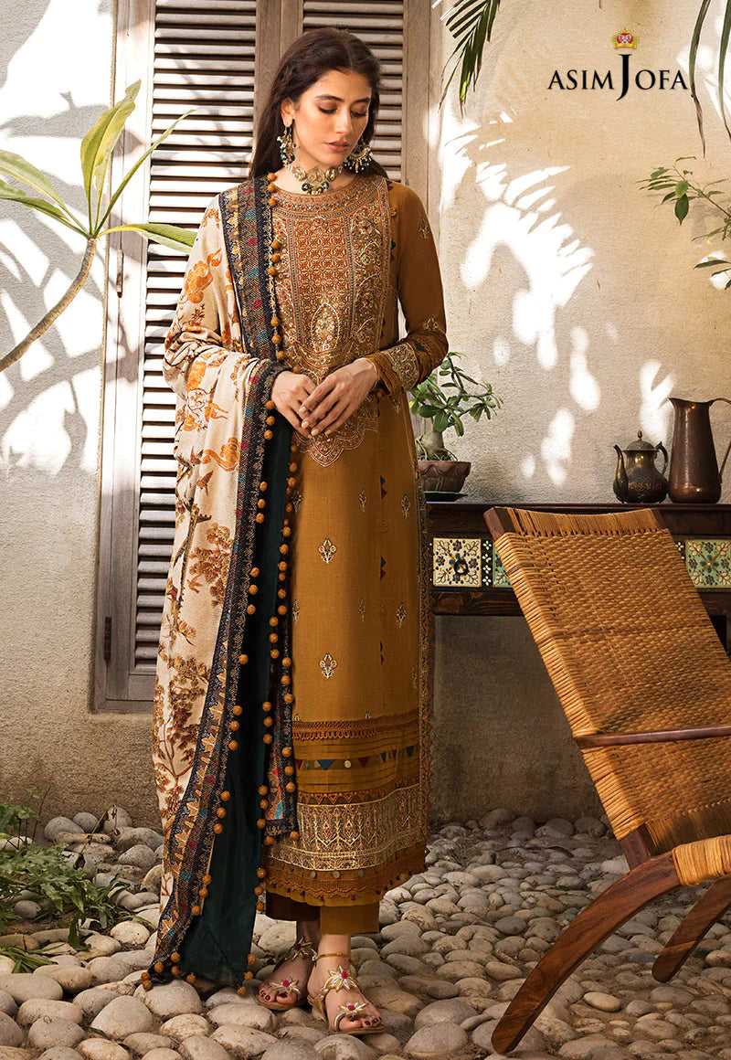 ASIM JOFA-UNSTITCHED 3PC DHANAK EMBROIDERED SUIT-PK-3537