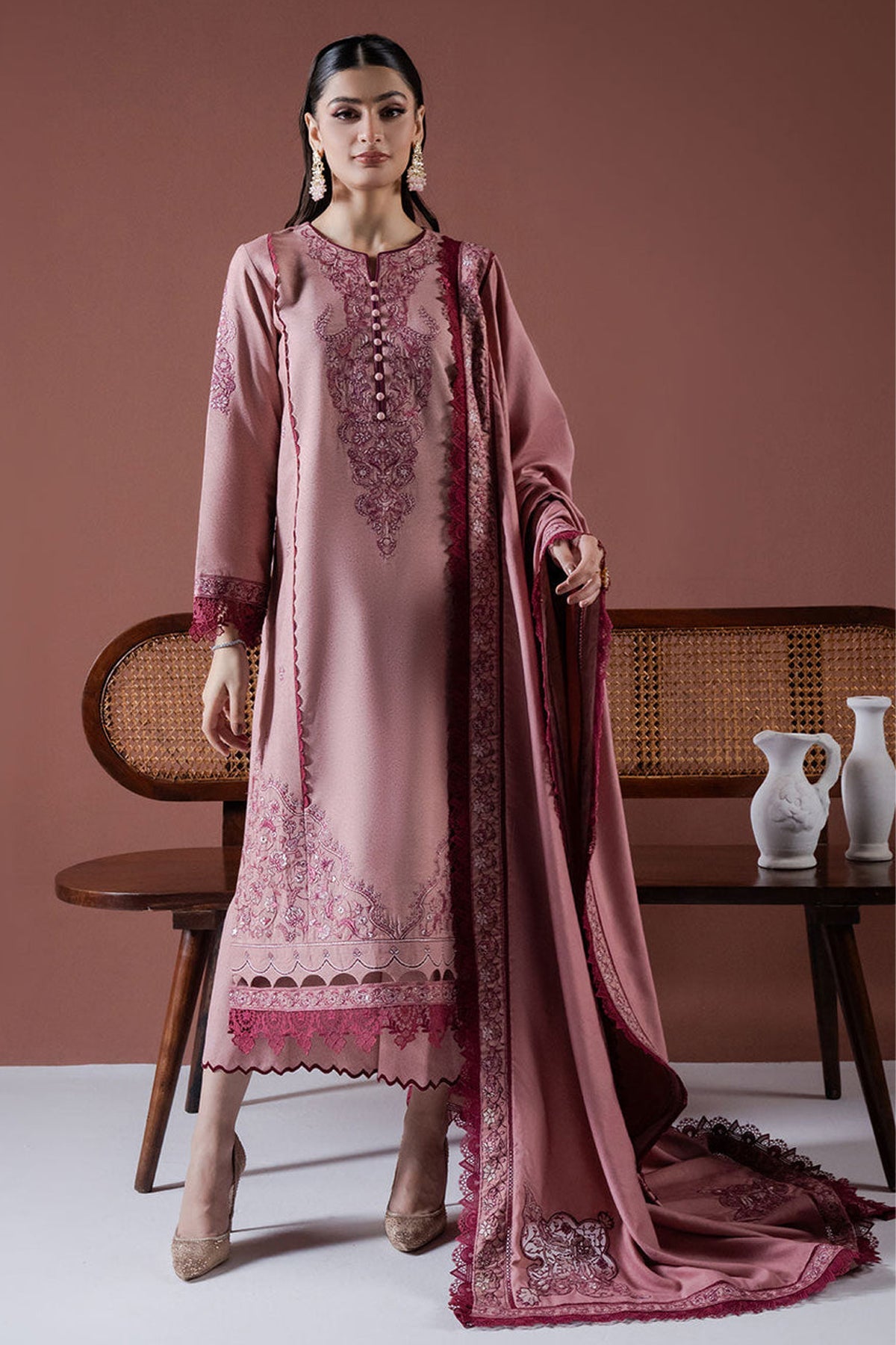 ASIM JOFA- UNSTITCHED 3PC DHANAK EMBROIDERED SUIT-PK-5758