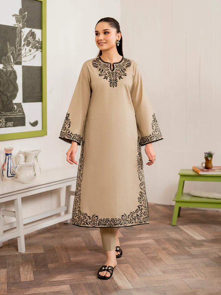 GARNET-3PC DHANAK EMBROIDERED SHIRT WITH COUTURE PRINT SHAWL & DHANAK TROUSER-PK-5352