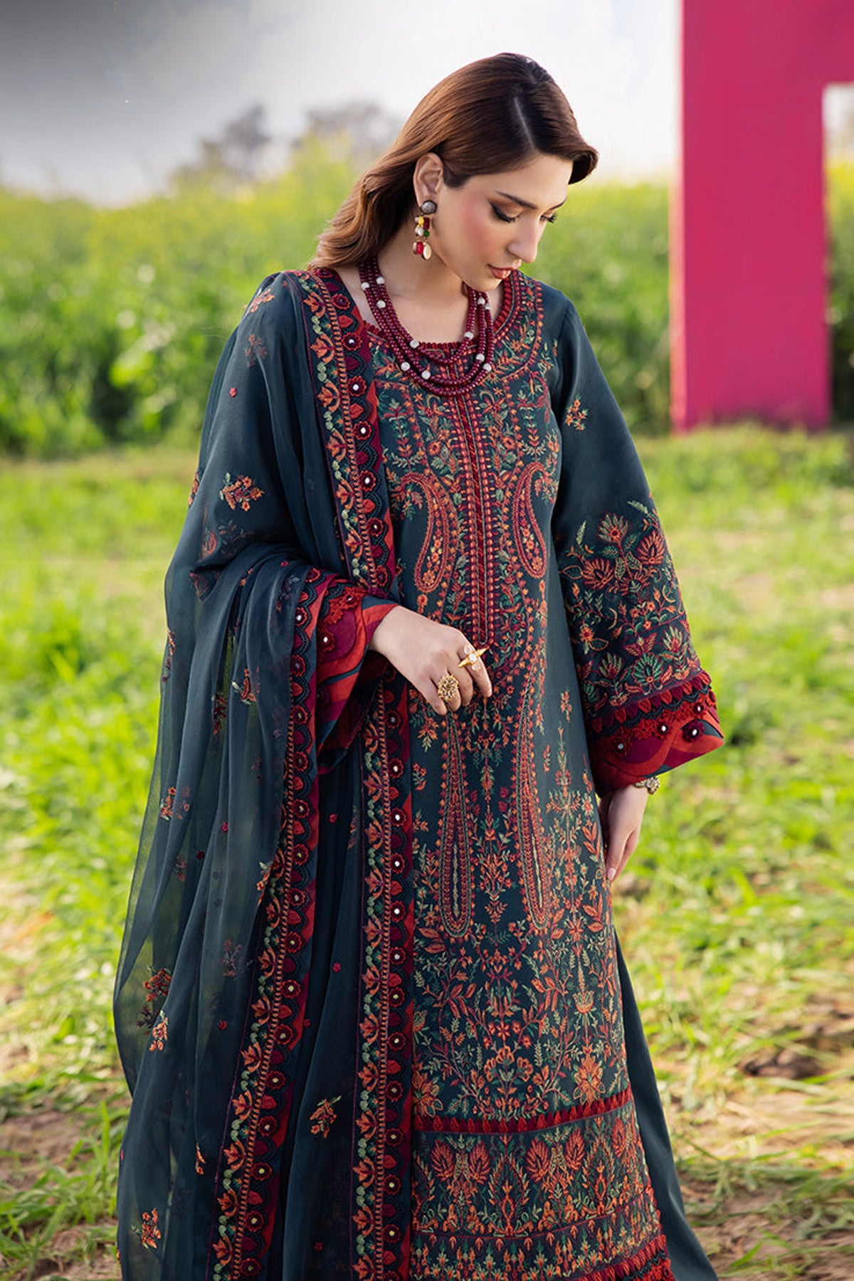 ASIM JOFA-USTITCHED 3PC DHANAK HEAVY EMBROIDERED SUIT-PK-5802