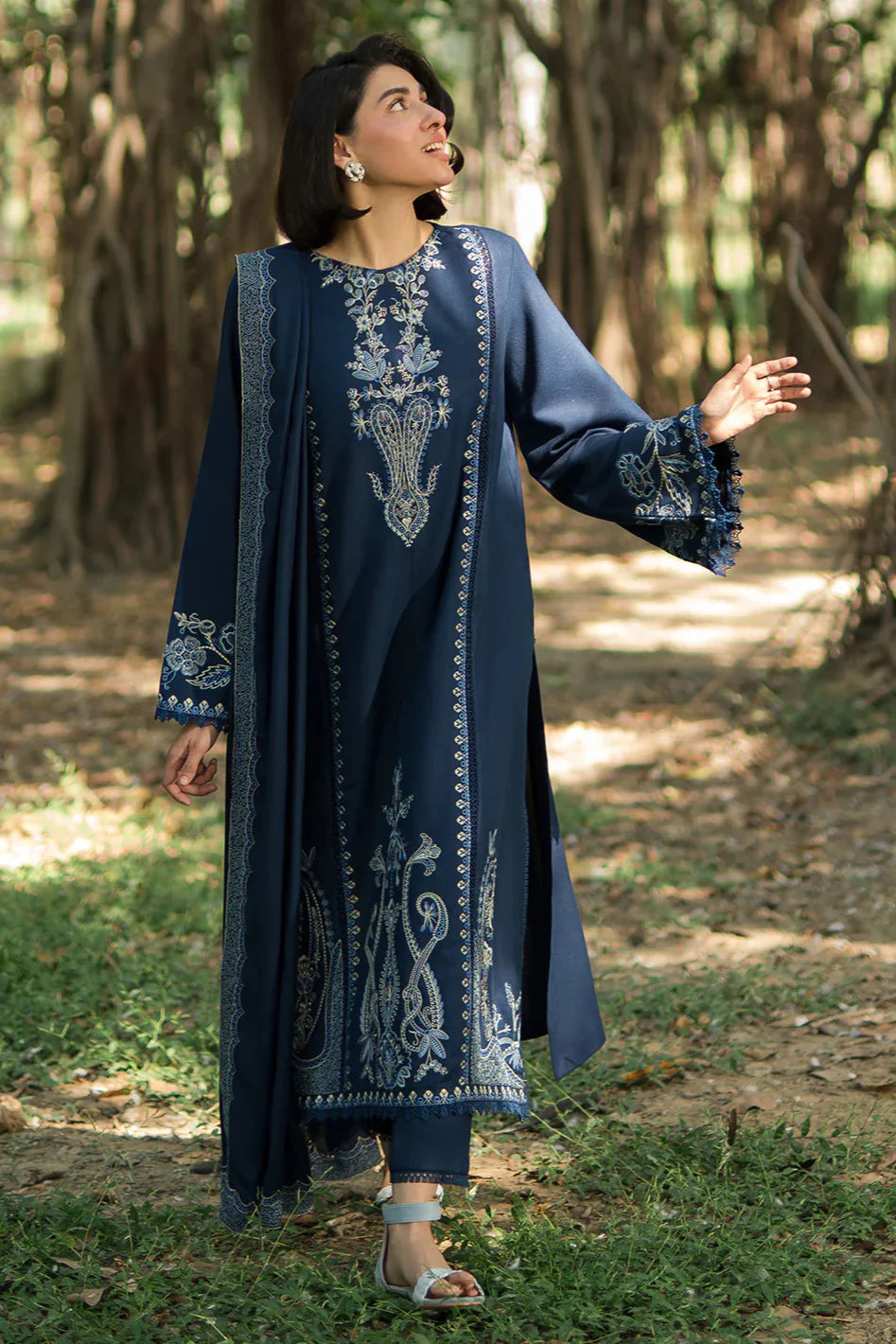 ASIM JOFA- UNSTITCHED 3PC DHANAK EMBROIDERED SUIT-PK-5714