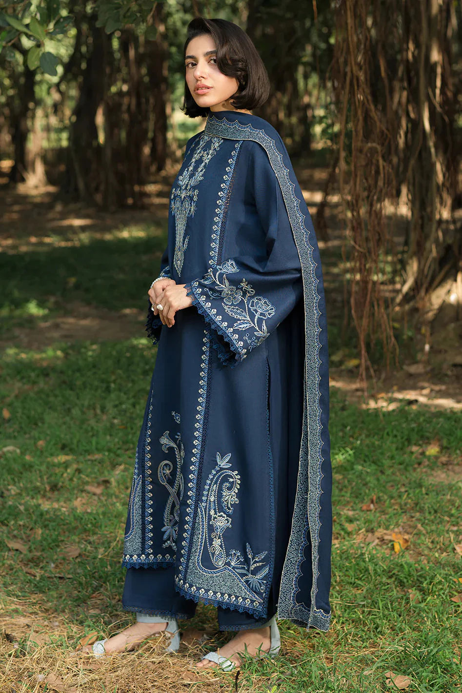 ASIM JOFA- UNSTITCHED 3PC DHANAK EMBROIDERED SUIT-PK-5714