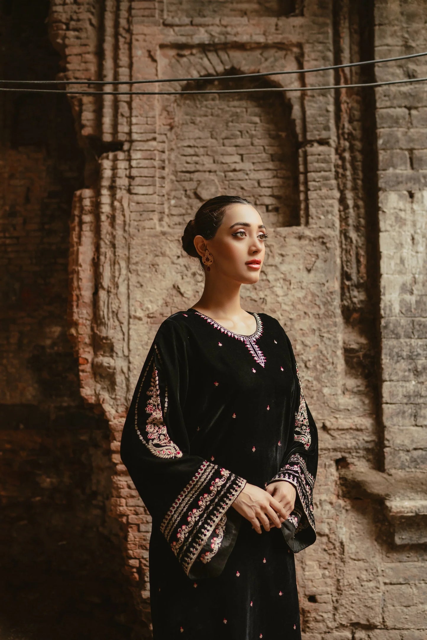 URGE - 2PC VELVET HEAVY EMBROIDERED SHIRT WITH VELVET EMB TROUSER -EP-D 15-9000-MICRO