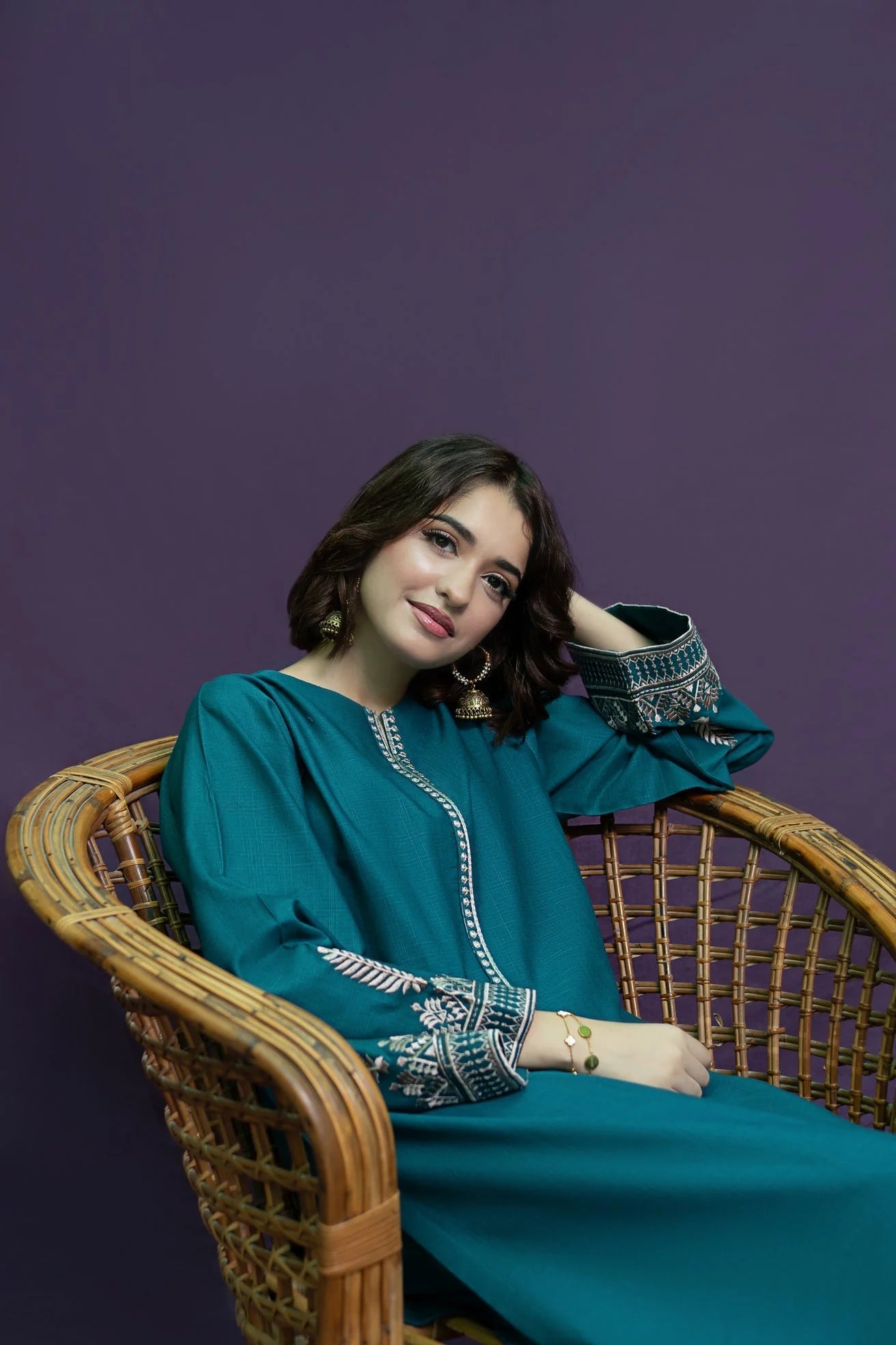 URGE-2PC KHADDAR EMBROIDERED SHIRT WITH KHADDAR EMBROIDERED TROUSER-EP-5415