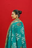 URGE-3PC DHANAK EMBROIDERED SHIRT WITH COUTURE PRINTED SHAWL & EMB TROUSER-EP-5471