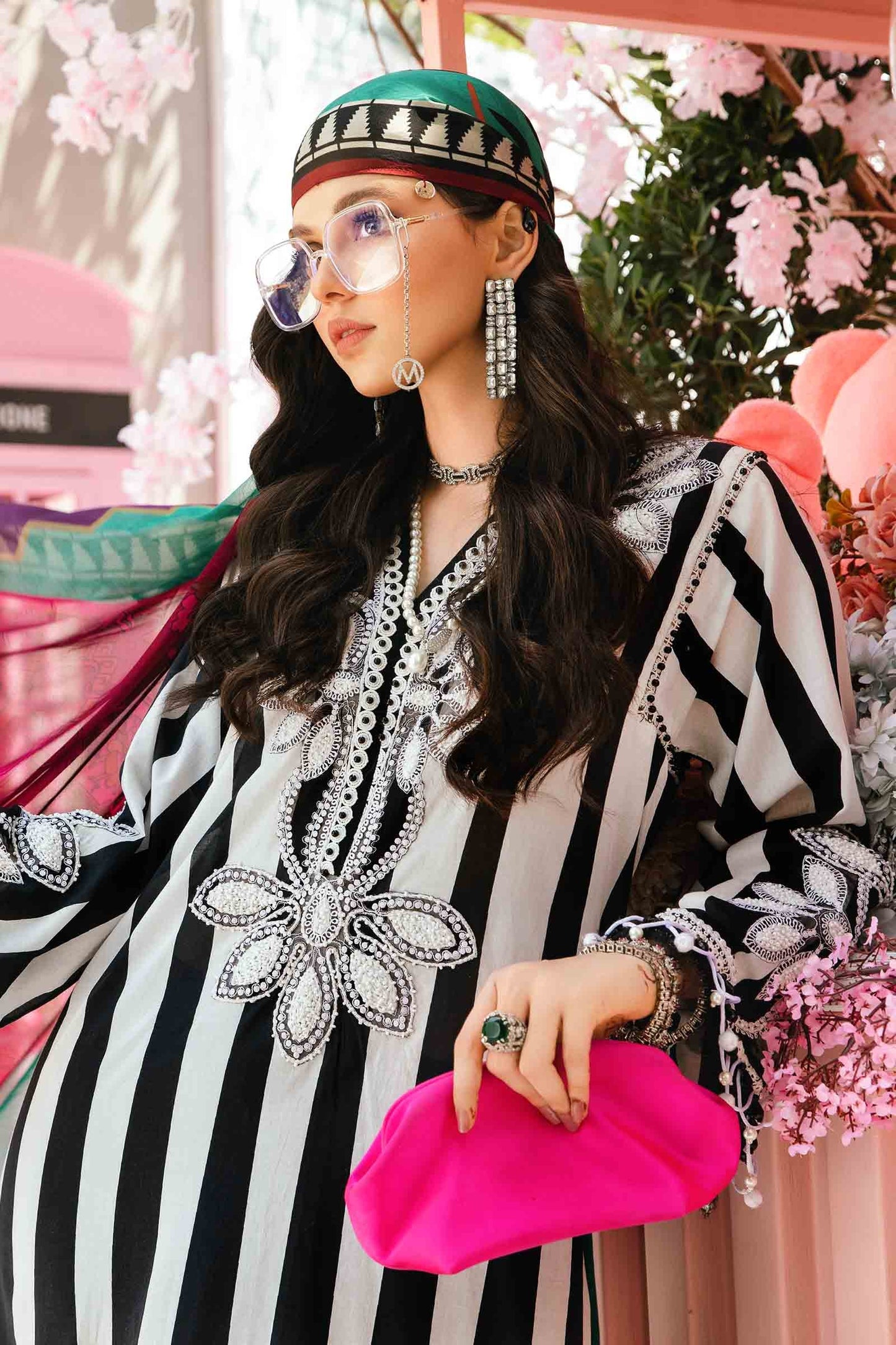 MARIA.B-3PC LAWN EMBROIDERED PRINTED SHIRT WITH CHIFFON PRINT DUPATTA AND PRINT TROUSER-PK-5660